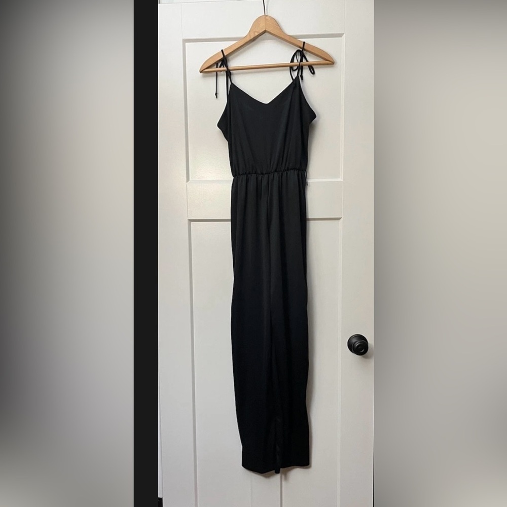 VTG 70s Polyester Jumpsuit  Disco Sexy sz 7/8 Black